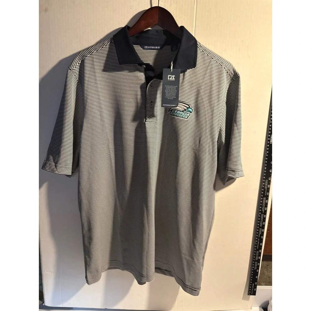 Cutter‎ & Buck Georgia Southern Eagles Striped Polo Shirt Mens Large NWT Navy